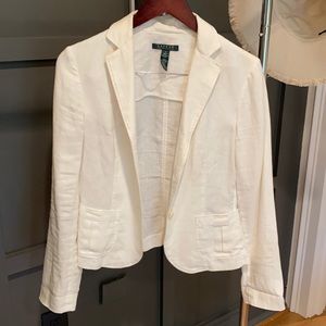 Ralph Lauren white linen blazer